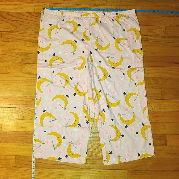 Pink Pajama Moon Set Cotton Short Sleeve V-Neck Shirt Capri Pants Sleepwear XXL - Picture 9 of 14